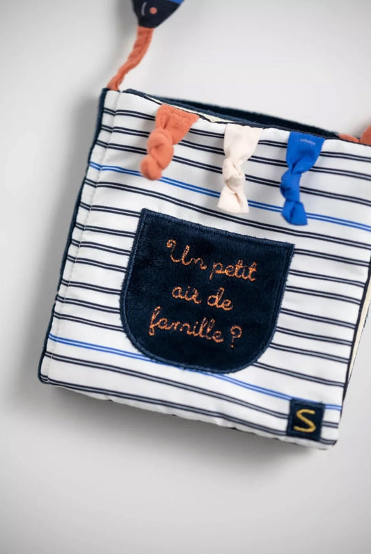 Livre d'éveil marinière avec détail poisson - BABY SAILOR Trois Kilos Sept