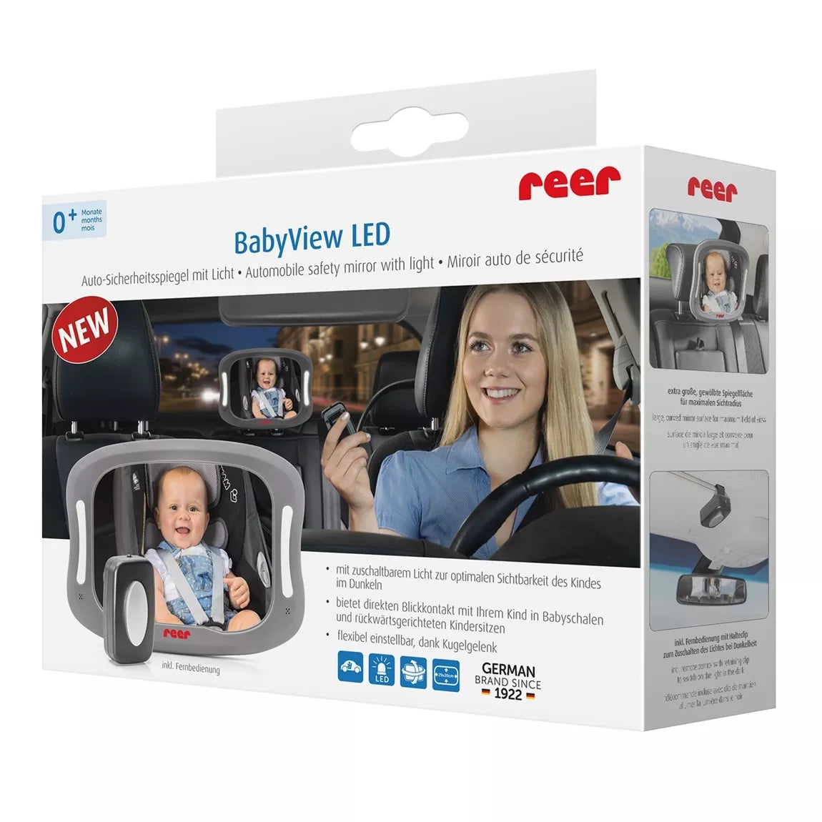 BabyView LED - miroir de sécurité pour voiture avec éclairage Reer