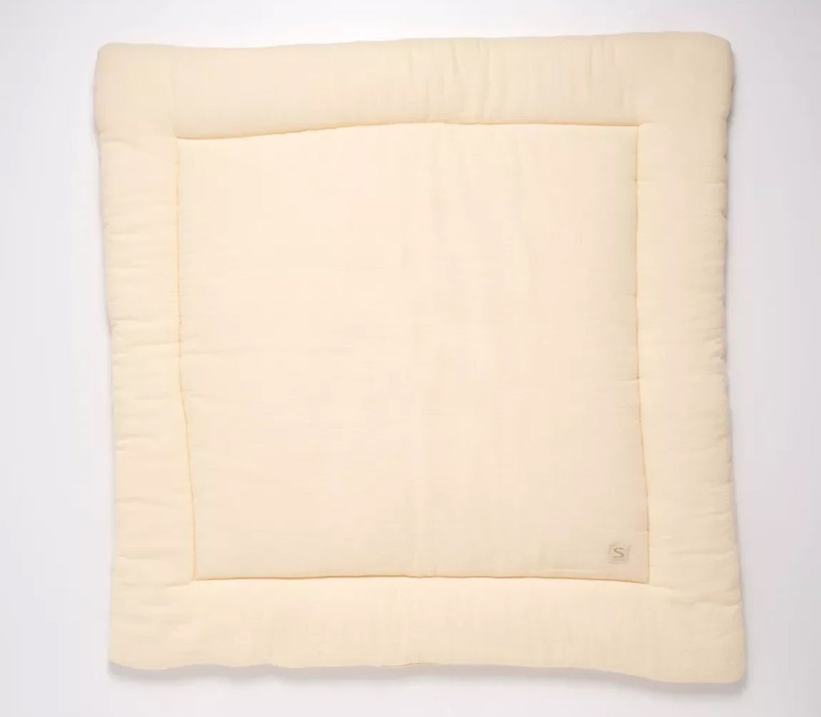 Grand tapis de jeu en double gaze de coton - UNI VANILLA BB Cigogne