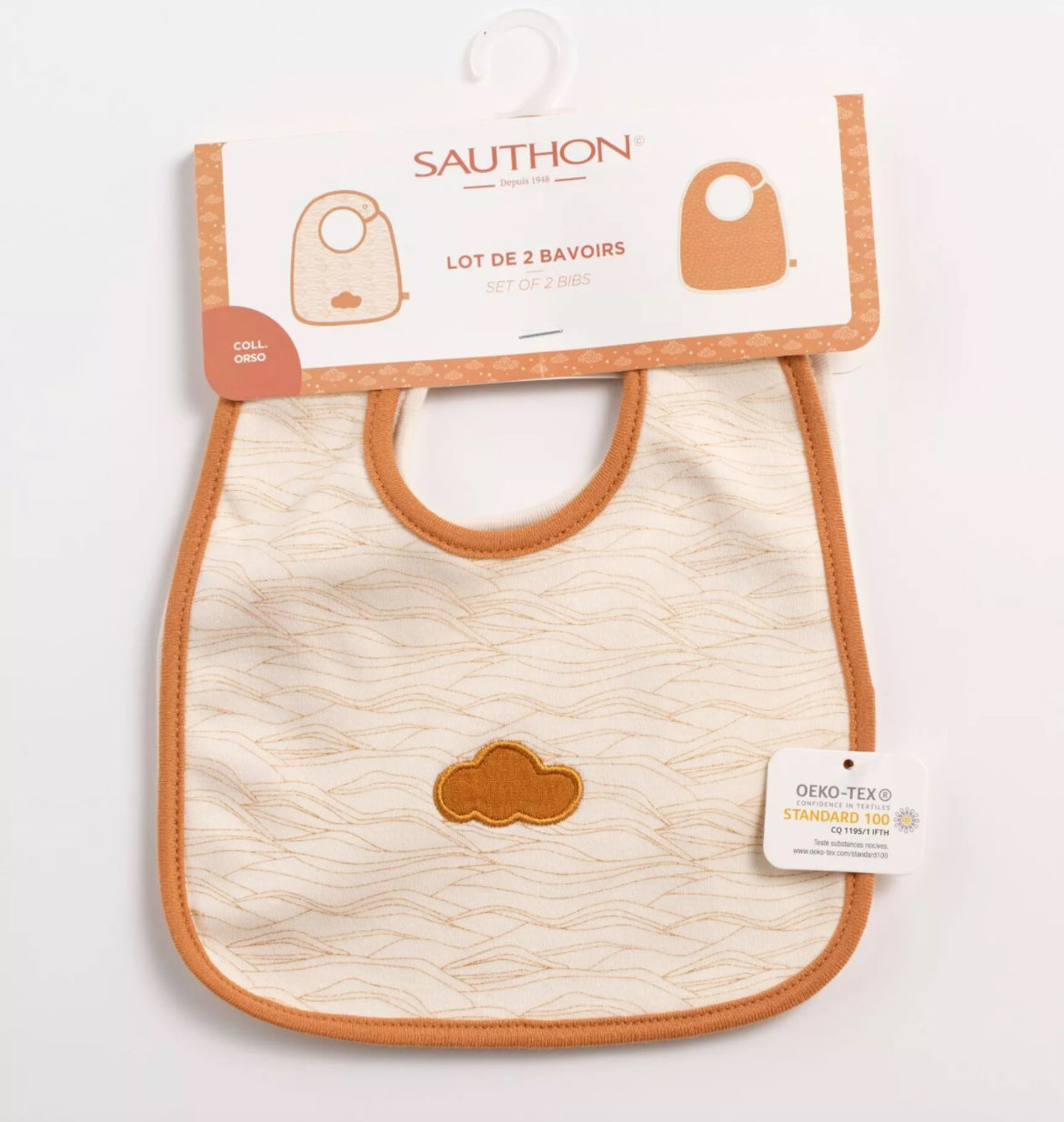 Lot 2 bavoirs - ORSINO BB Cigogne