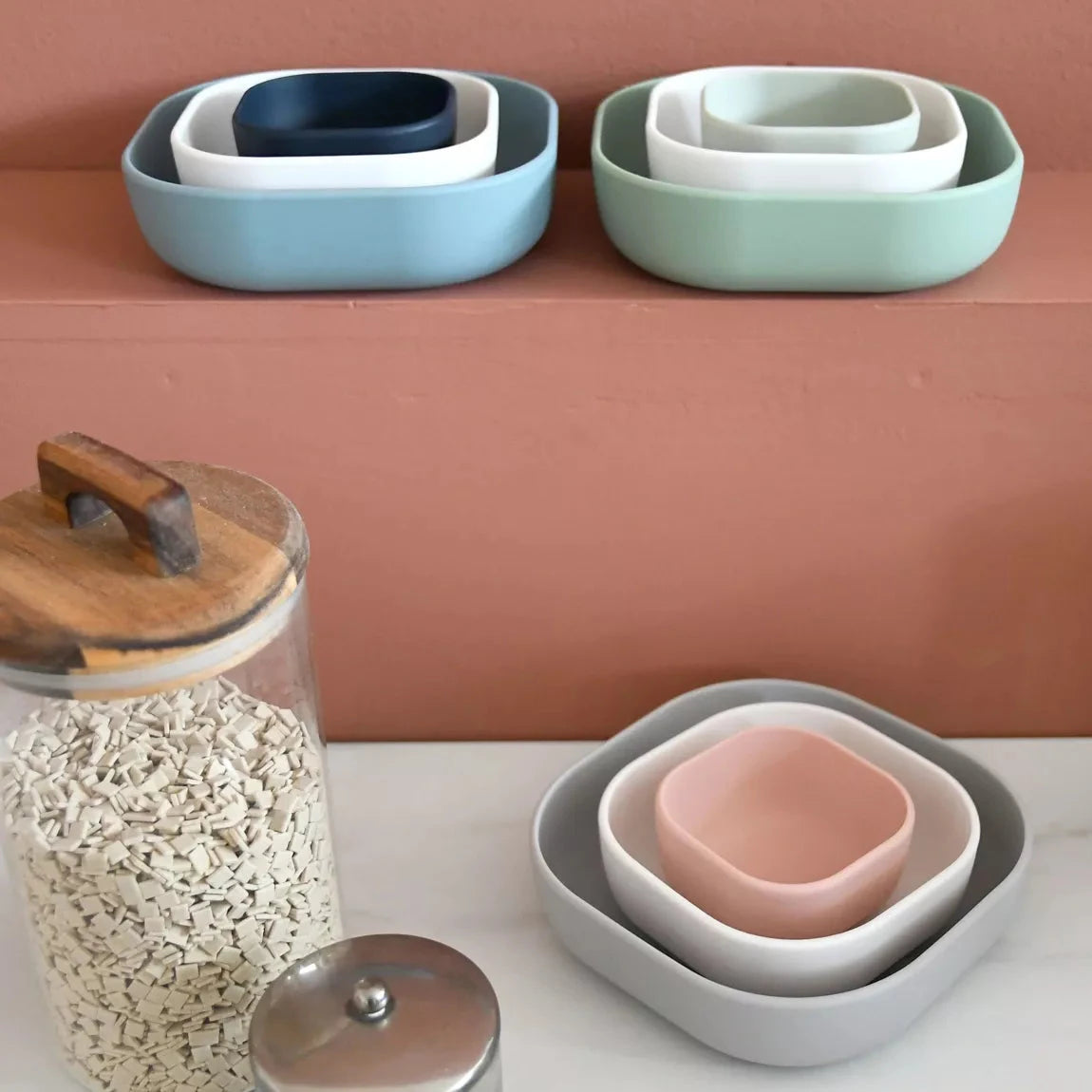 Lot 3 bols en silicone BEABA - BLEU BB Cigogne