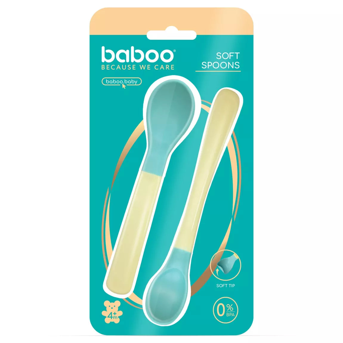 Lot de 2 cuillères à embout souple pour bébé BABOO®, 4 mois et plus - LAGOON FIESTA Baboo