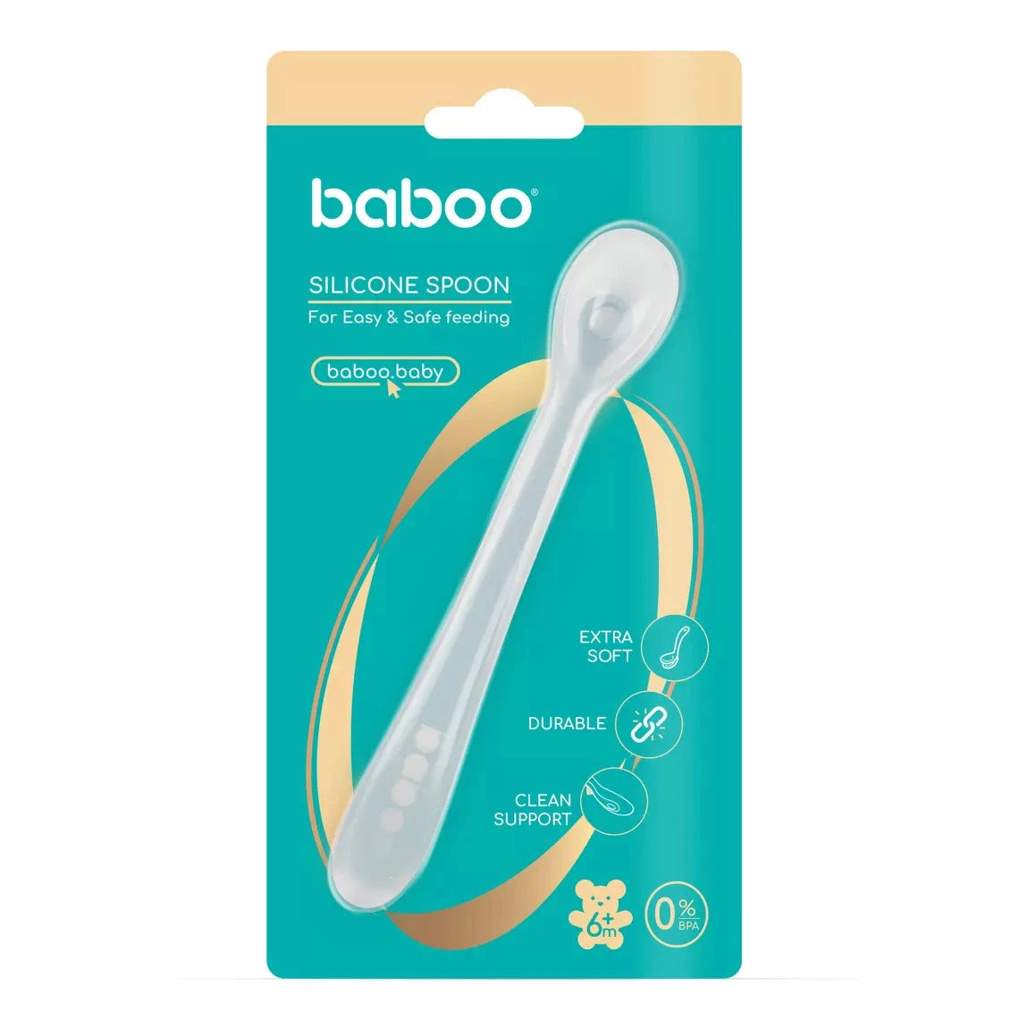 Cuillère en silicone souple BABOO®, 6 mois et plus - BLEU BB Cigogne