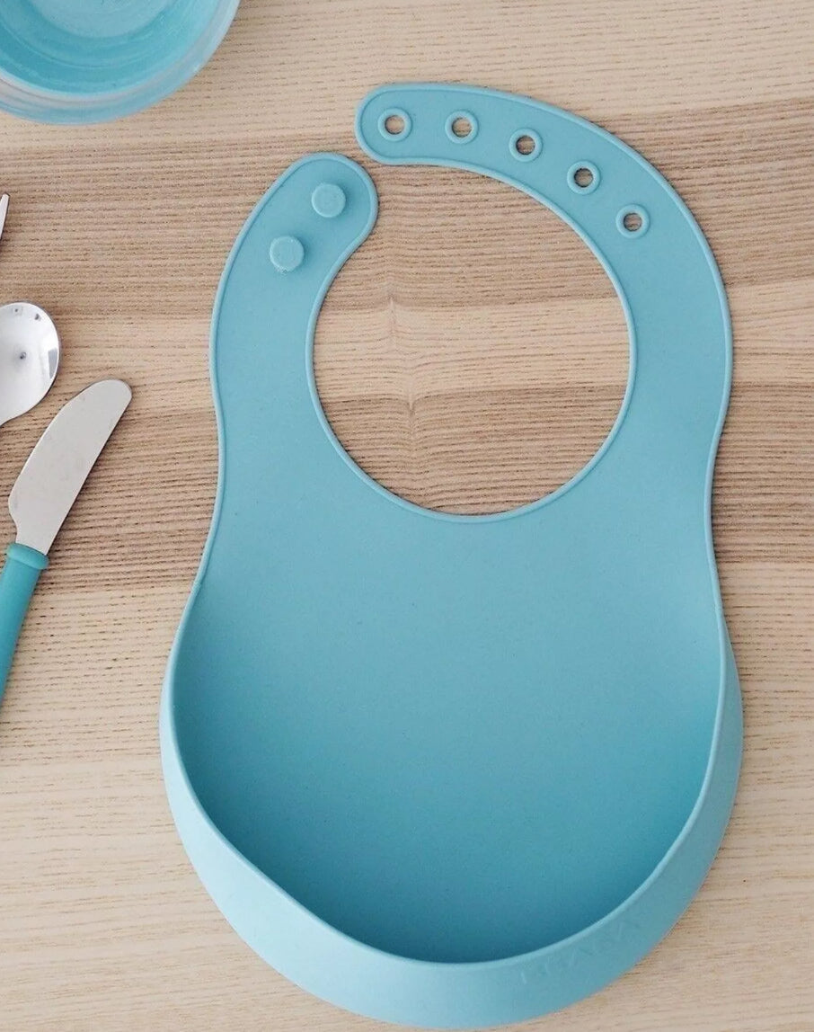 Bavoir silicone BEABA - BLEU BB Cigogne