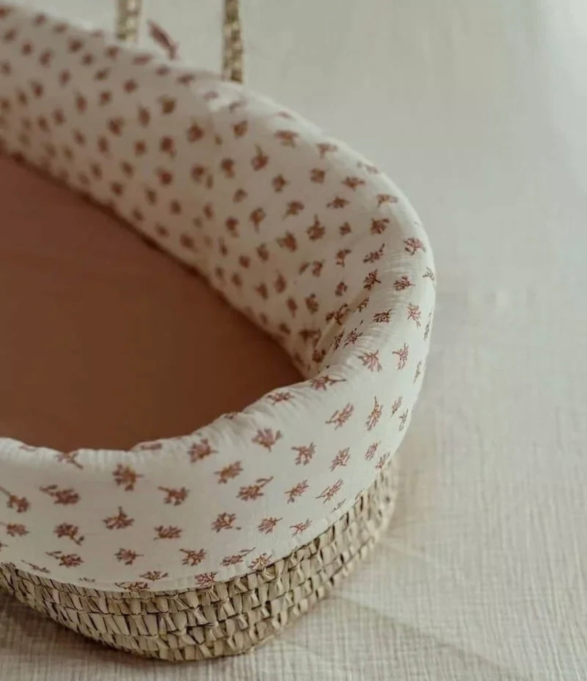 Couffin - ECRU FLEURIS ROSE BB Cigogne