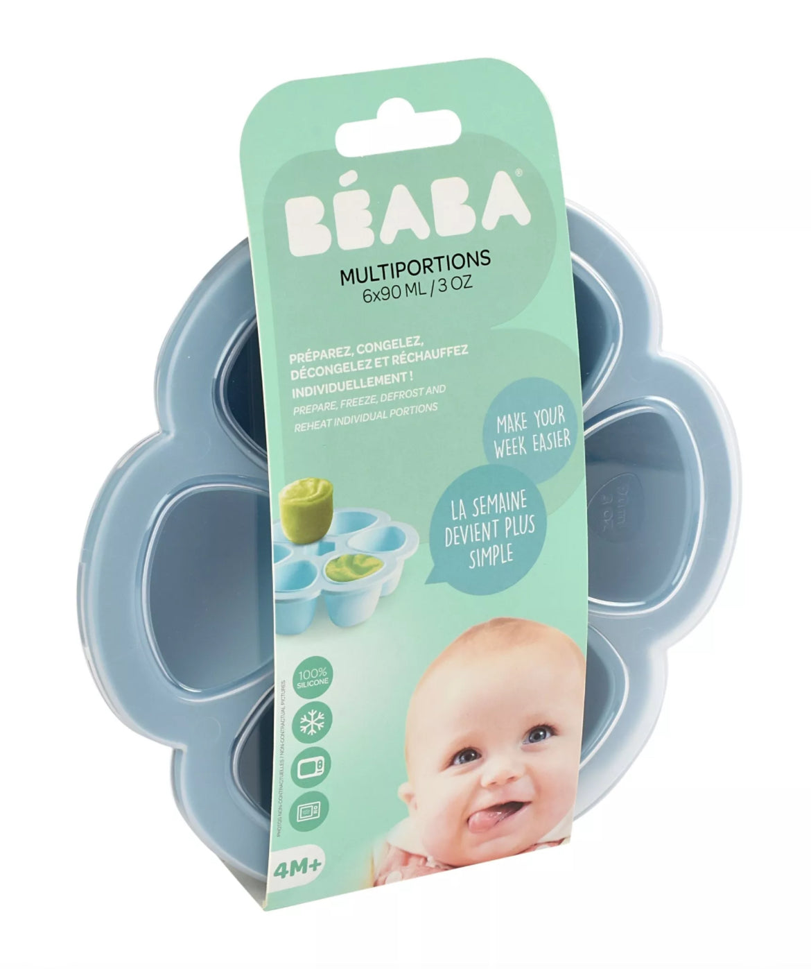BEABA, Multiportions silicone 6 x 90 ml windy blue BB Cigogne
