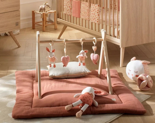 Grand tapis de jeu en double gaze de coton - UNI TERRACOTTA BB Cigogne