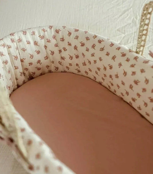 Couffin - ECRU FLEURIS ROSE Manufacture des bébés français