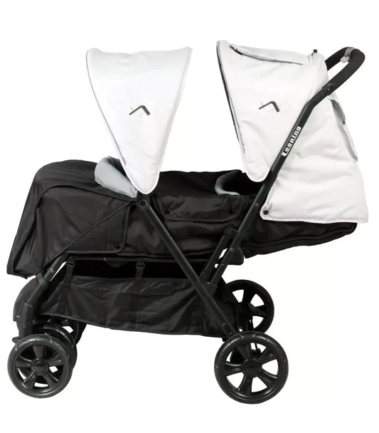 Poussette Double - Gris clair (Habillage Pluie Inclus) Looping