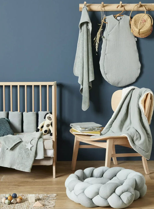 Couverture peluche double gaze & microfibre - GRIS BB Cigogne