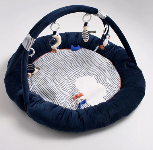 Tapis d'éveil marinière en velours bleu - BABY SAILOR Sauthon