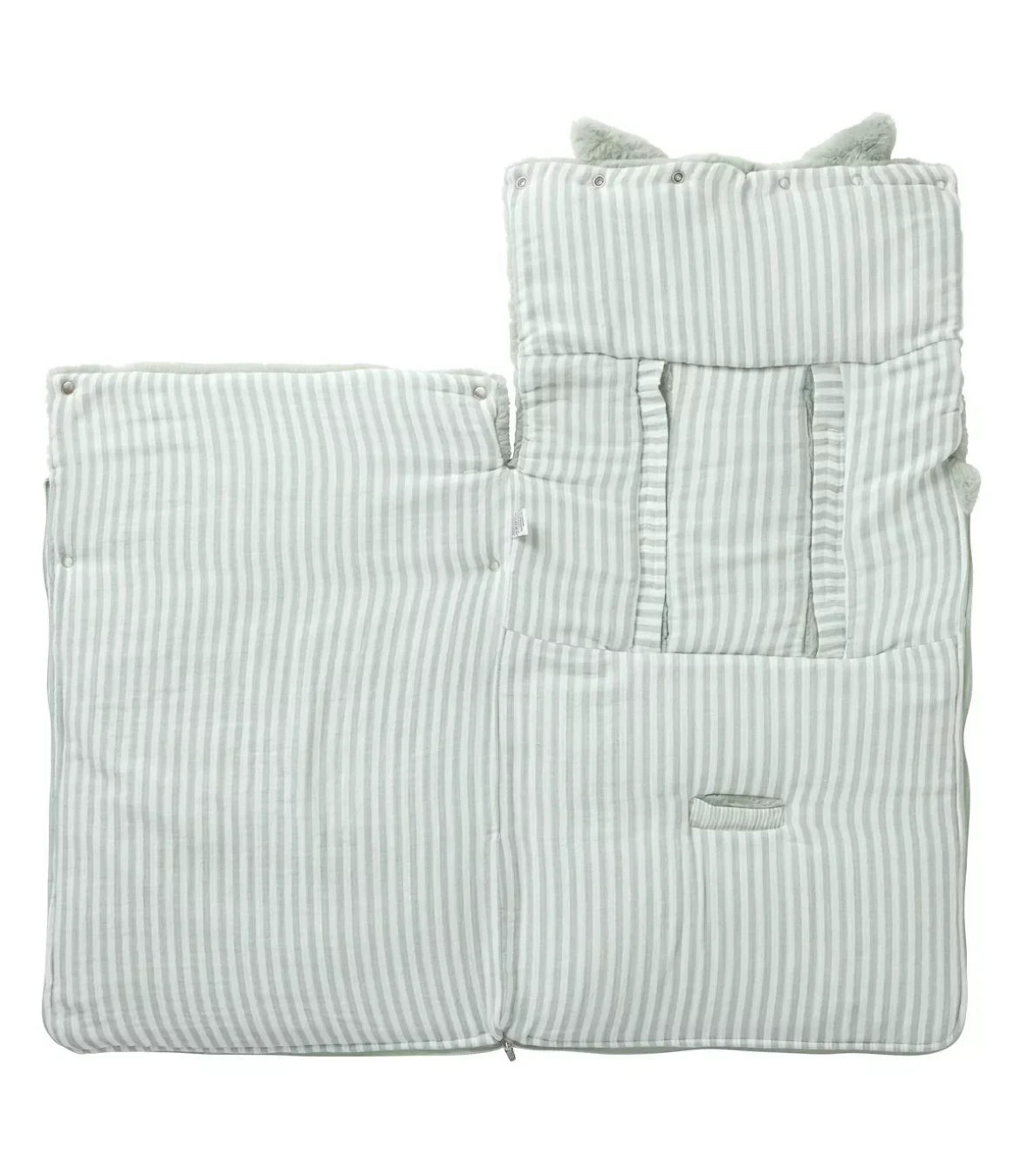 Nid d’ange fausse fourrure angora doublé gaze de coton - VERT DE GRIS BB Cigogne