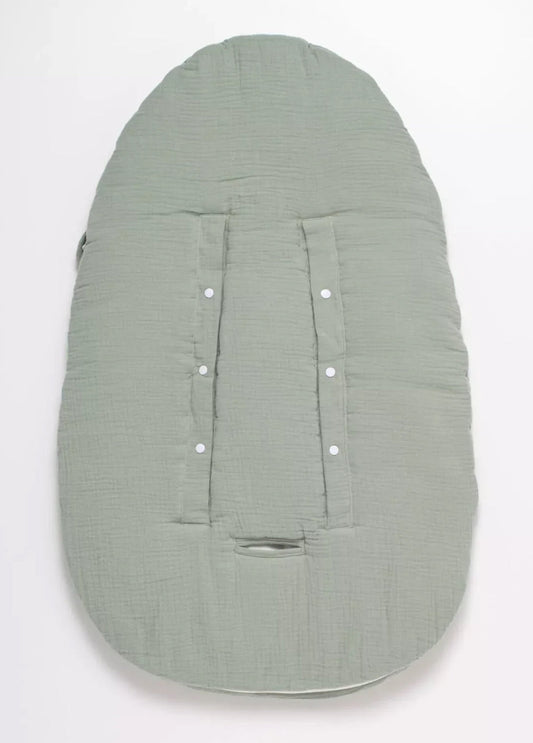 Nid d'ange bébé 5 attaches en double gaze de coton - UNI VERT SAUGE BB Cigogne