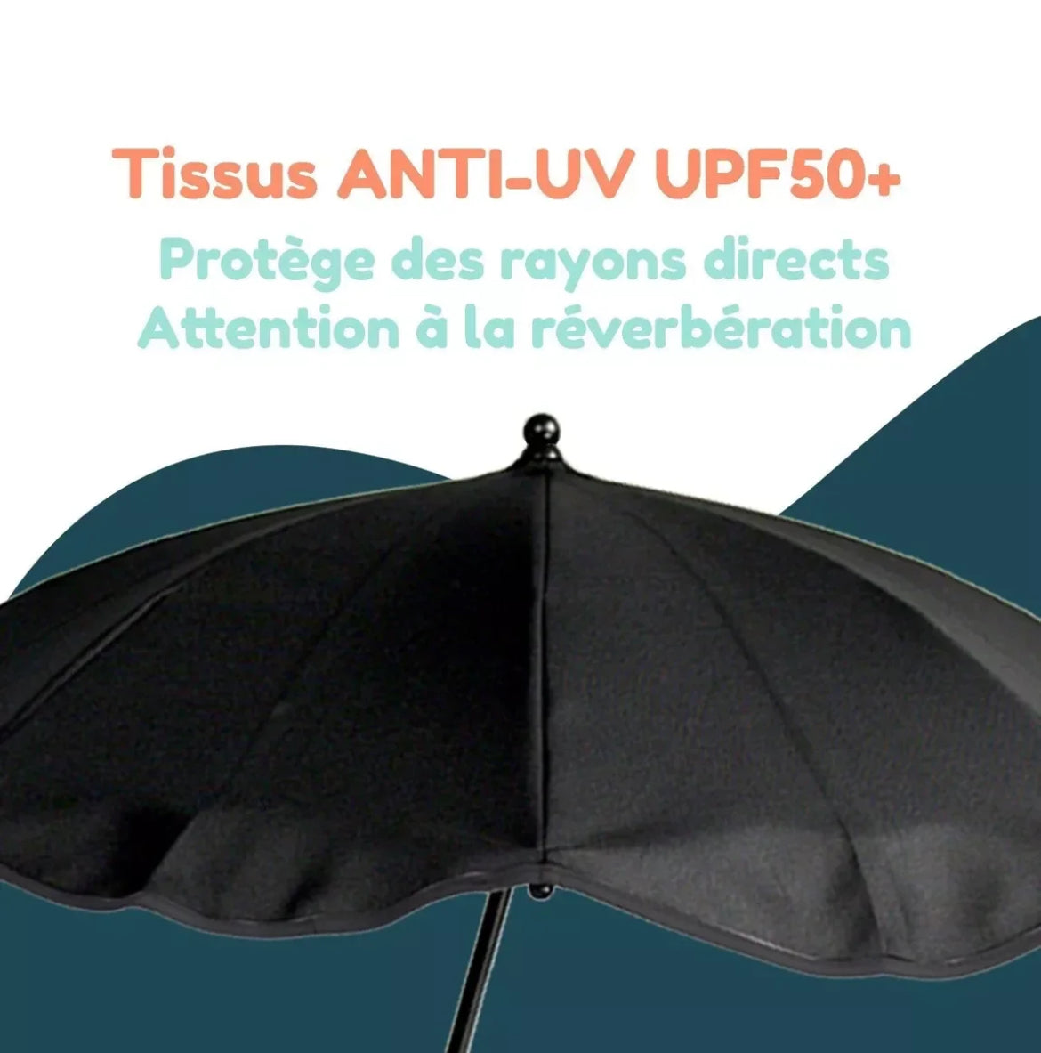 Ombrelle articulée universelle pour poussette - GRIS