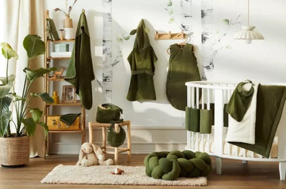 Couverture peluche double gaze & microfibre - KAKI BB Cigogne