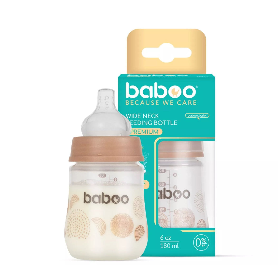 Biberon anti-colique 180 ml (0+ mois) Pêche - BABOO BB Cigogne