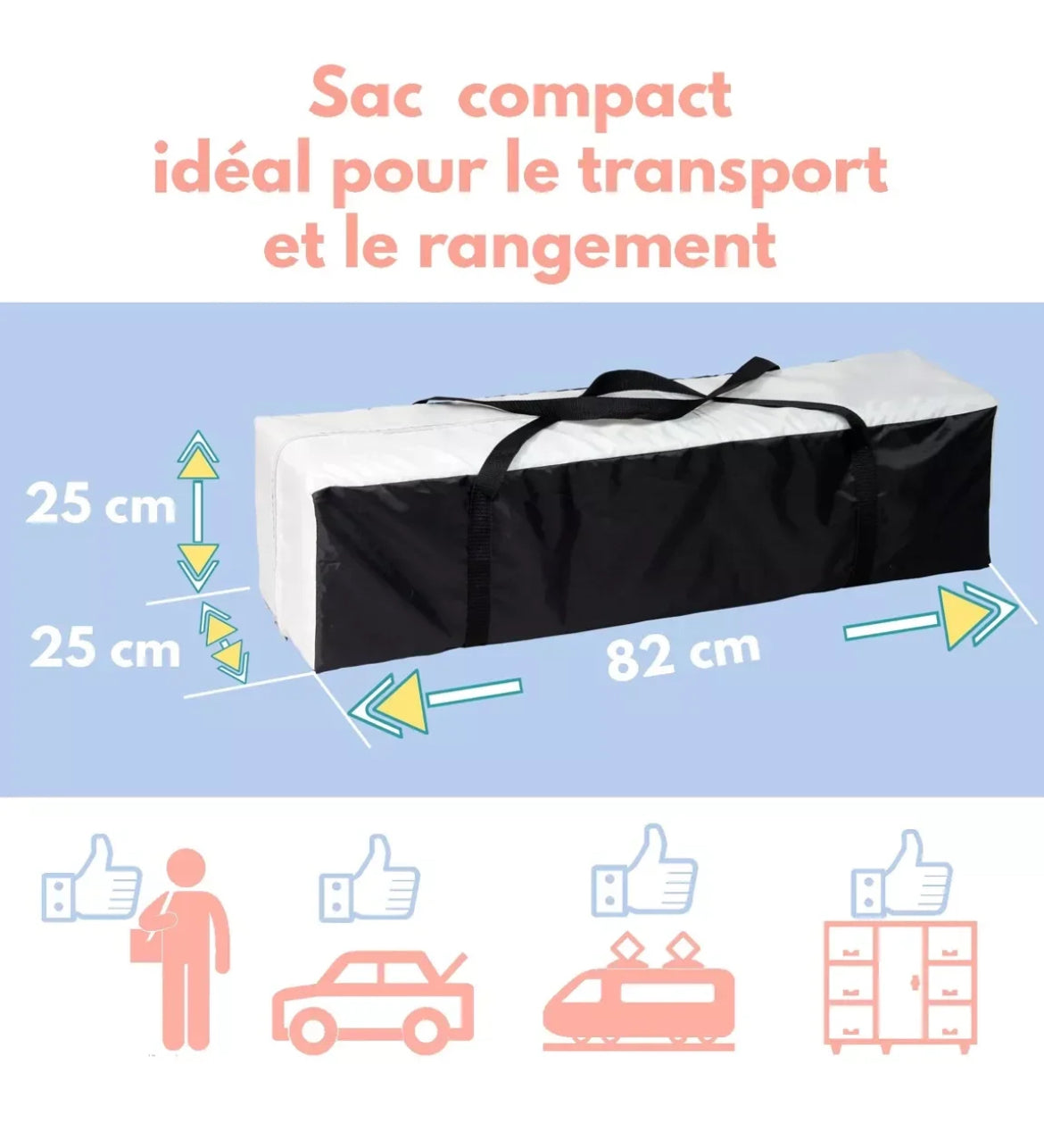 Parc/berceau bébé pliant 90 x 90cm avec Rehausse BB Cigogne