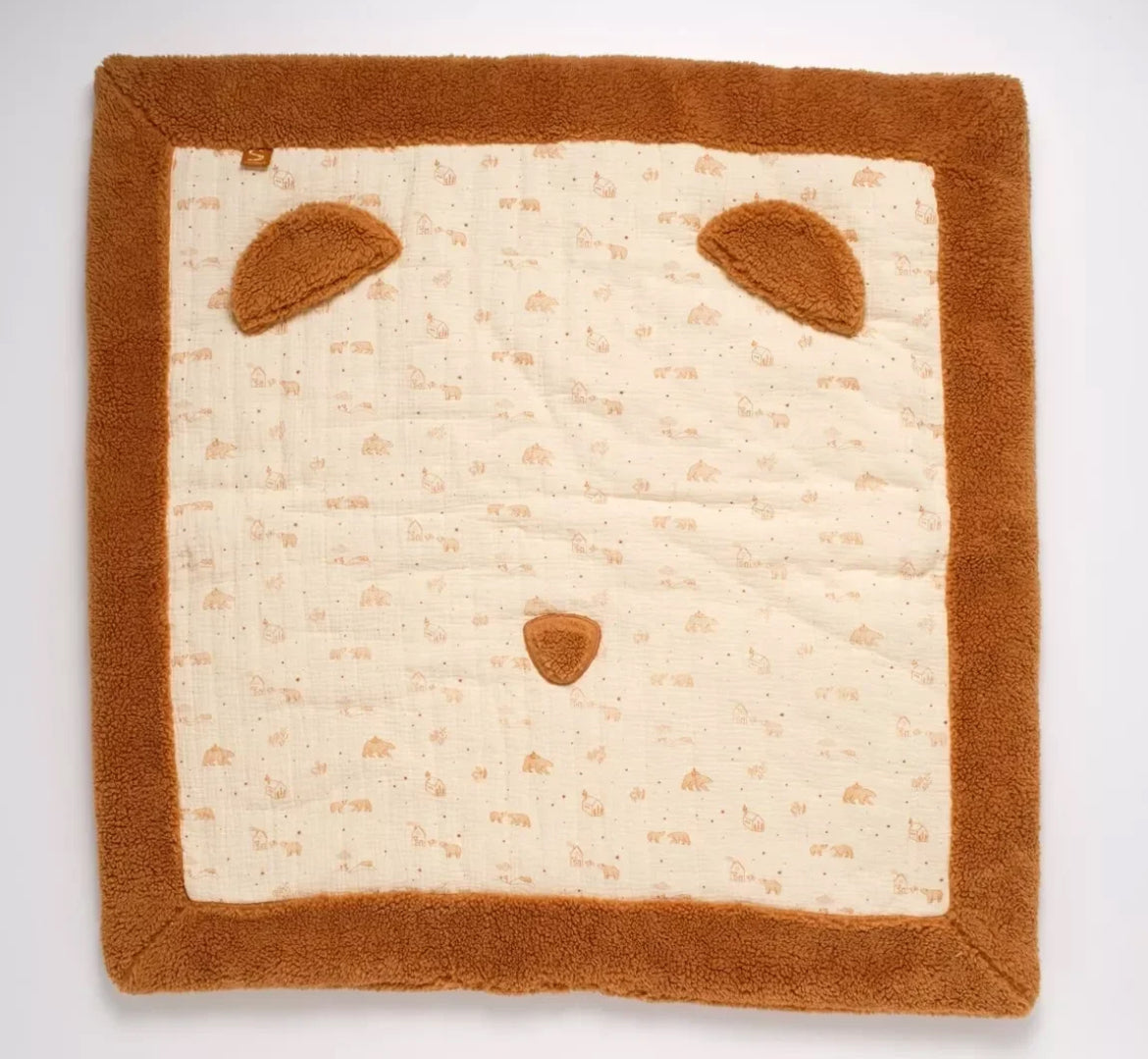 Grand tapis de jeu en double gaze de coton et sherpa - ORSINO BB Cigogne