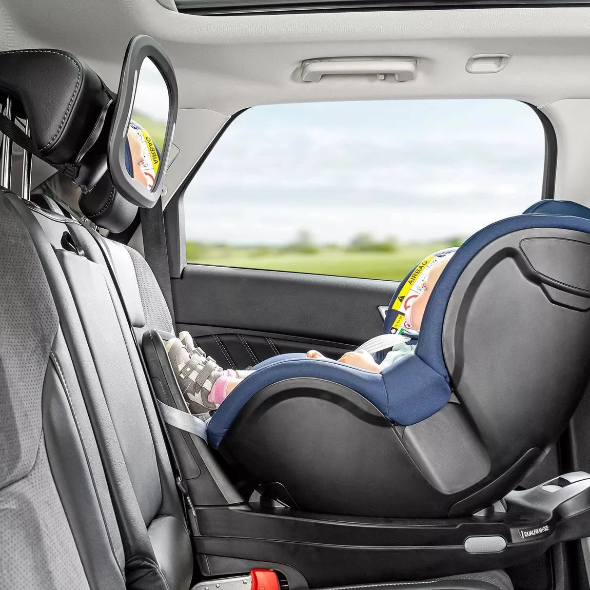 BabyView LED - miroir de sécurité pour voiture avec éclairage BB Cigogne