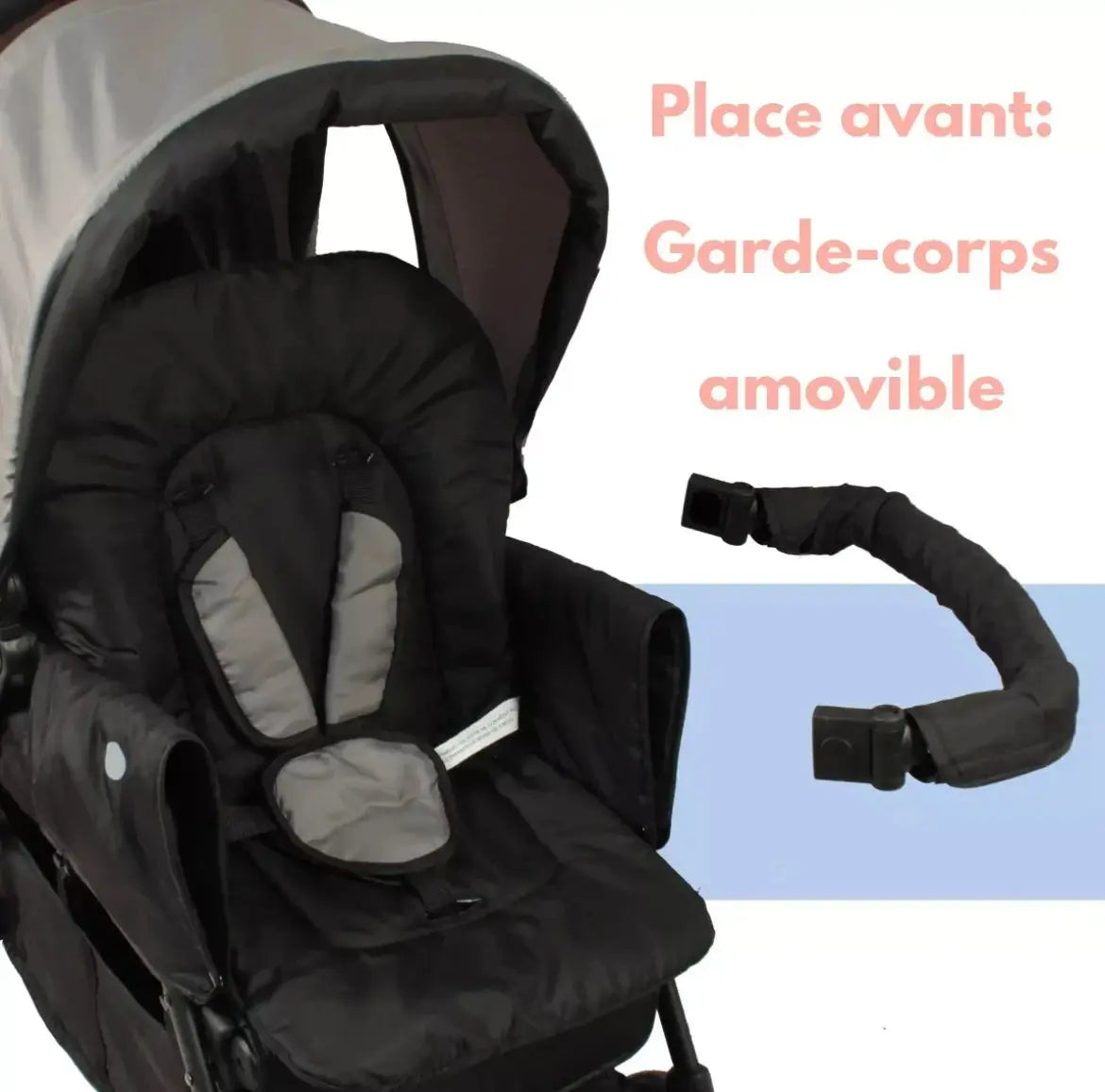 Poussette Double Grise (Habillage Pluie Inclus) Looping