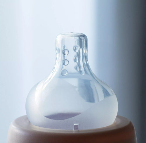 2 Tétine en silicone anti-colique avec technologie 3 valves, col large, débit moyen (3 mois et plus) - BABOO