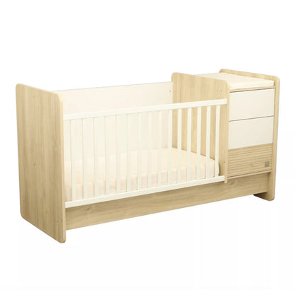 Lit combiné 140x70 évolutif en 90x190 avec commode à langer 3 tiroirs - PALOMA BB Cigogne