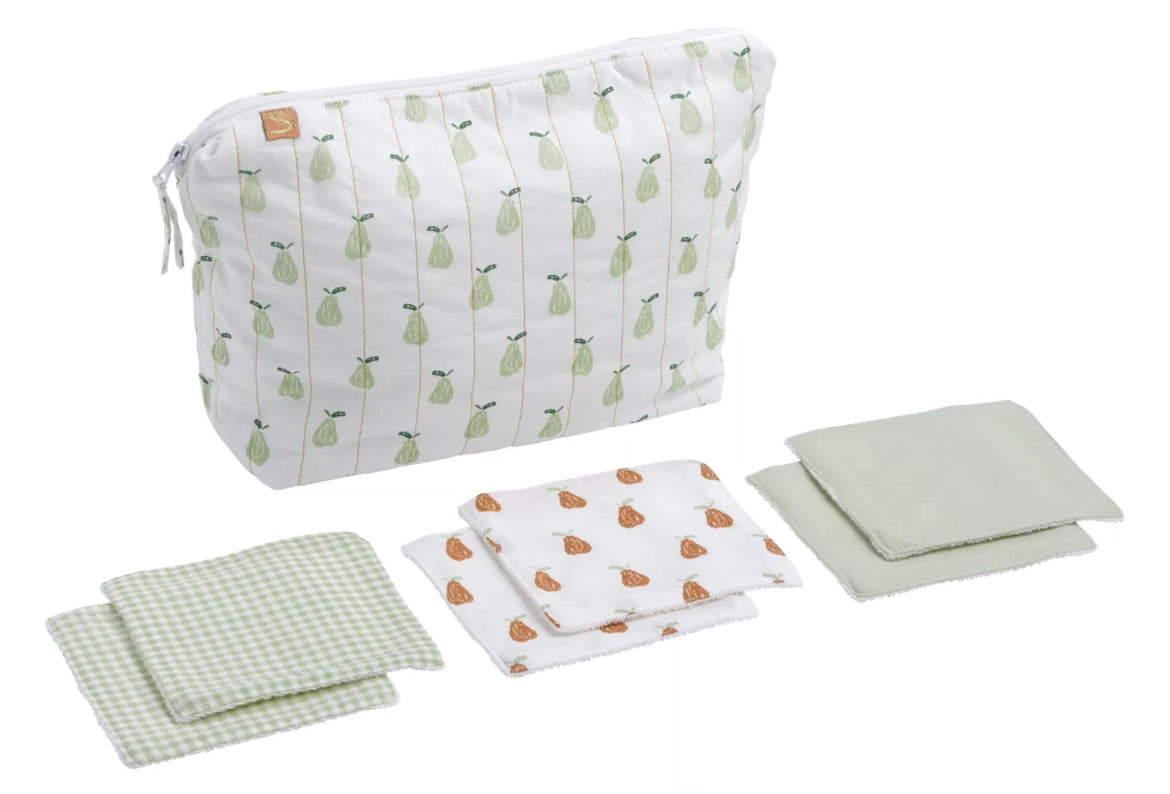 Trousse de toilette + Carrés éponges - BOTANICA BB Cigogne