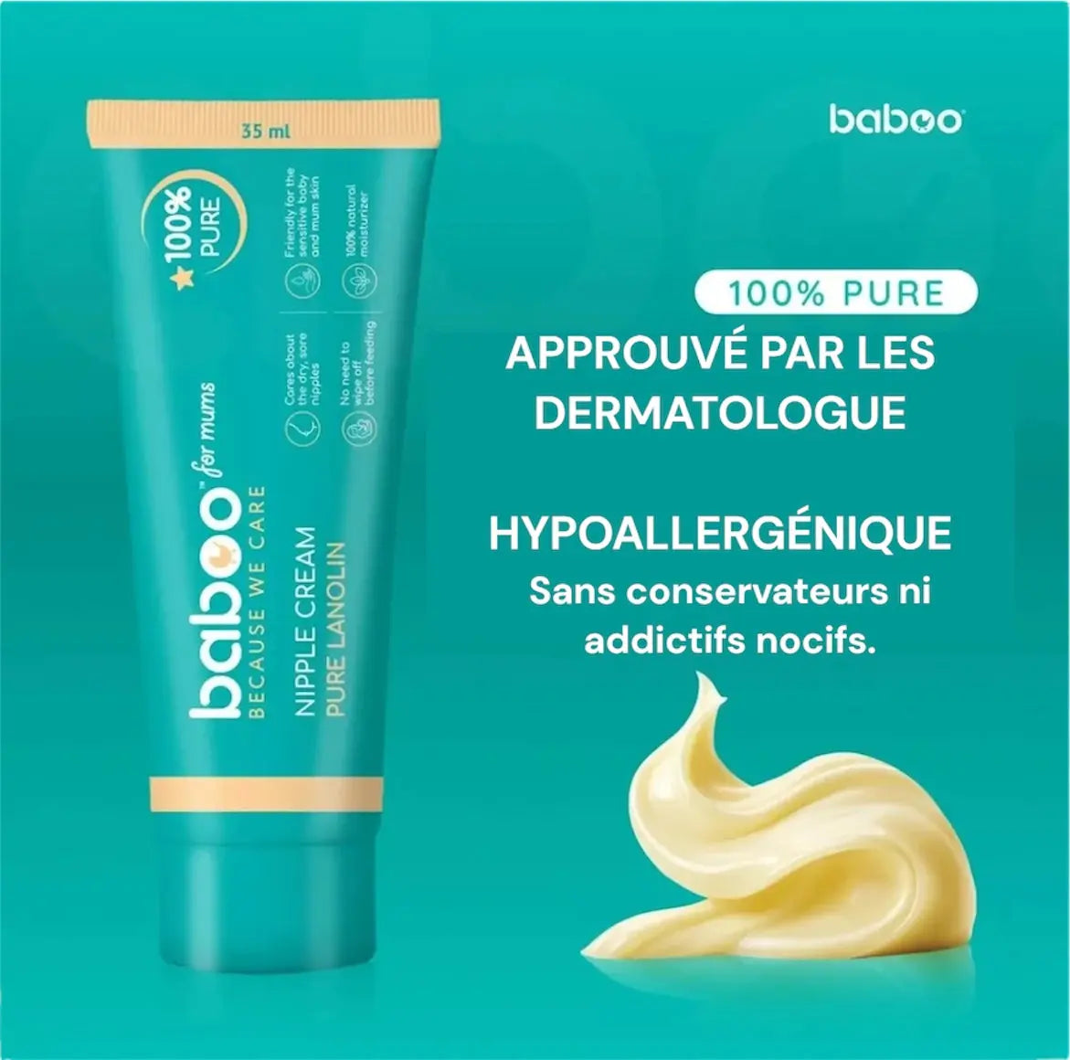 Crème pour mamelons à la lanoline pure BABOO, 35 ml BB Cigogne