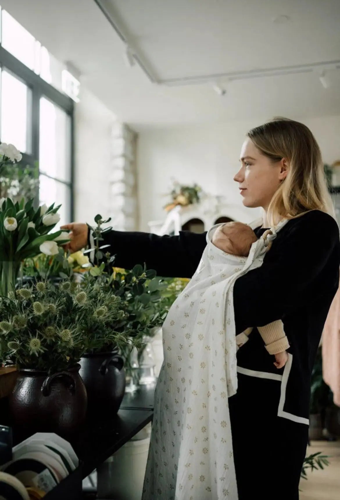 Couverture d'allaitement TISU, CREME DAISY Tisu baby