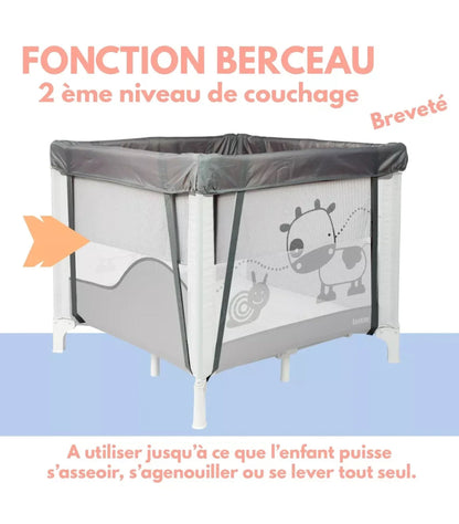 Parc/berceau bébé pliant 90 x 90cm avec Rehausse BB Cigogne