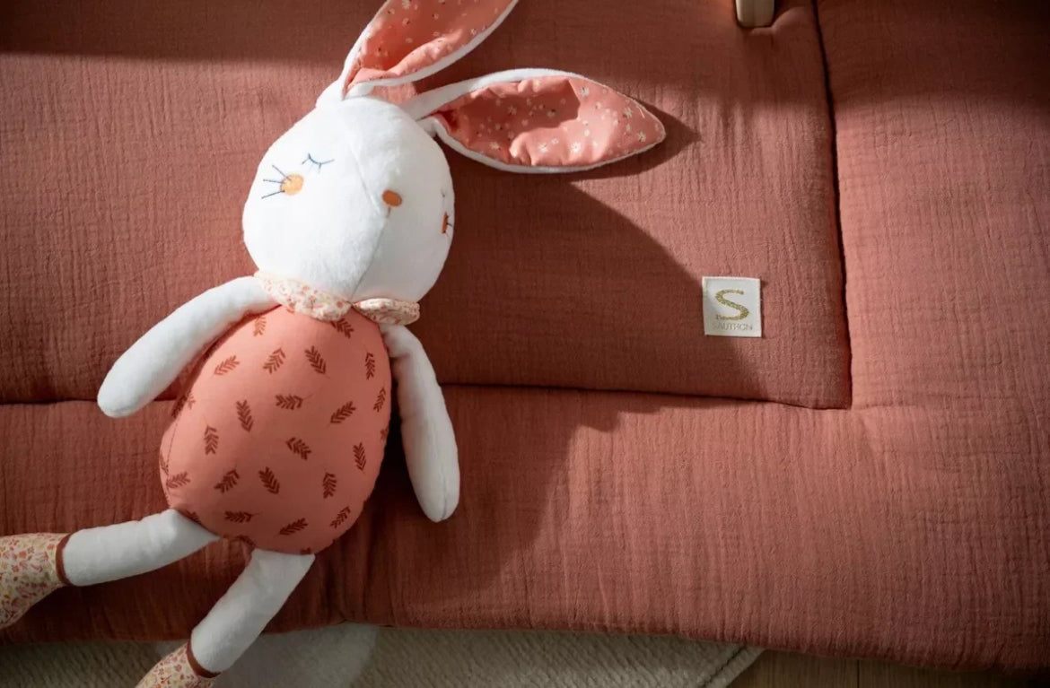 Grand tapis de jeu en double gaze de coton - UNI TERRACOTTA BB Cigogne