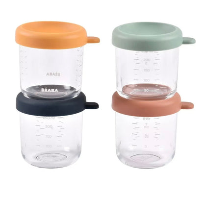 BEABA, Coffret 4 portions verre 250 ml (Sunrise color mix) BB Cigogne