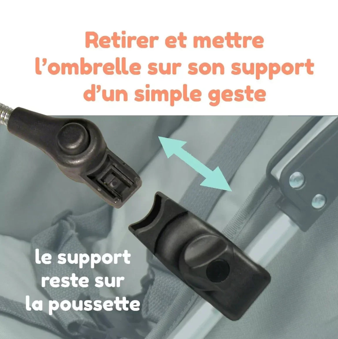 Ombrelle articulée universelle pour poussette - GRIS