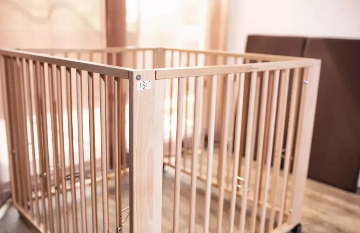 Parc bébé Pliant - Bois Hêtre Tissi