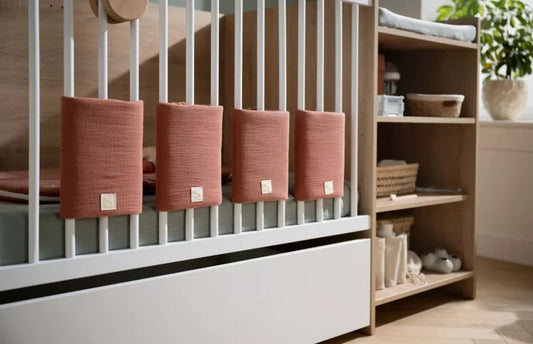 Protections de barreaux de lit en coton - UNI TERRACOTTA BB Cigogne