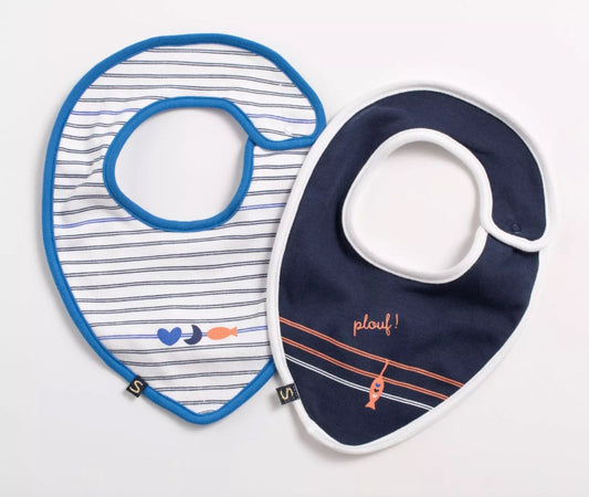 Lot 2 bavoirs - MARINIERE BABY SAILOR BB Cigogne
