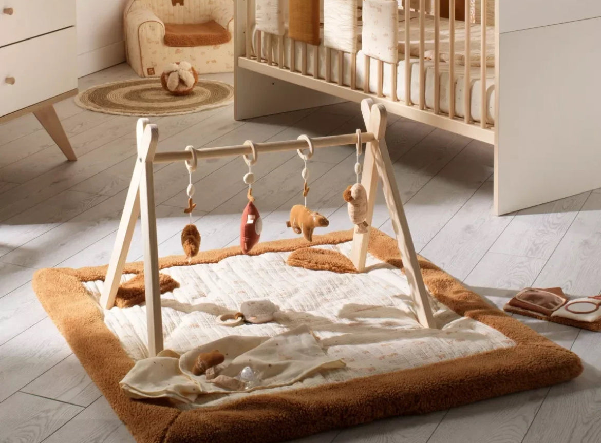 Grand tapis de jeu en double gaze de coton et sherpa - ORSINO BB Cigogne