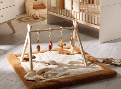 Grand tapis de jeu en double gaze de coton et sherpa - ORSINO BB Cigogne