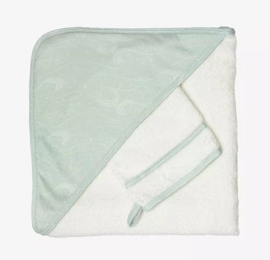 Cape de bain et Gant (Trois Kilos Sept) - BLEU BB Cigogne