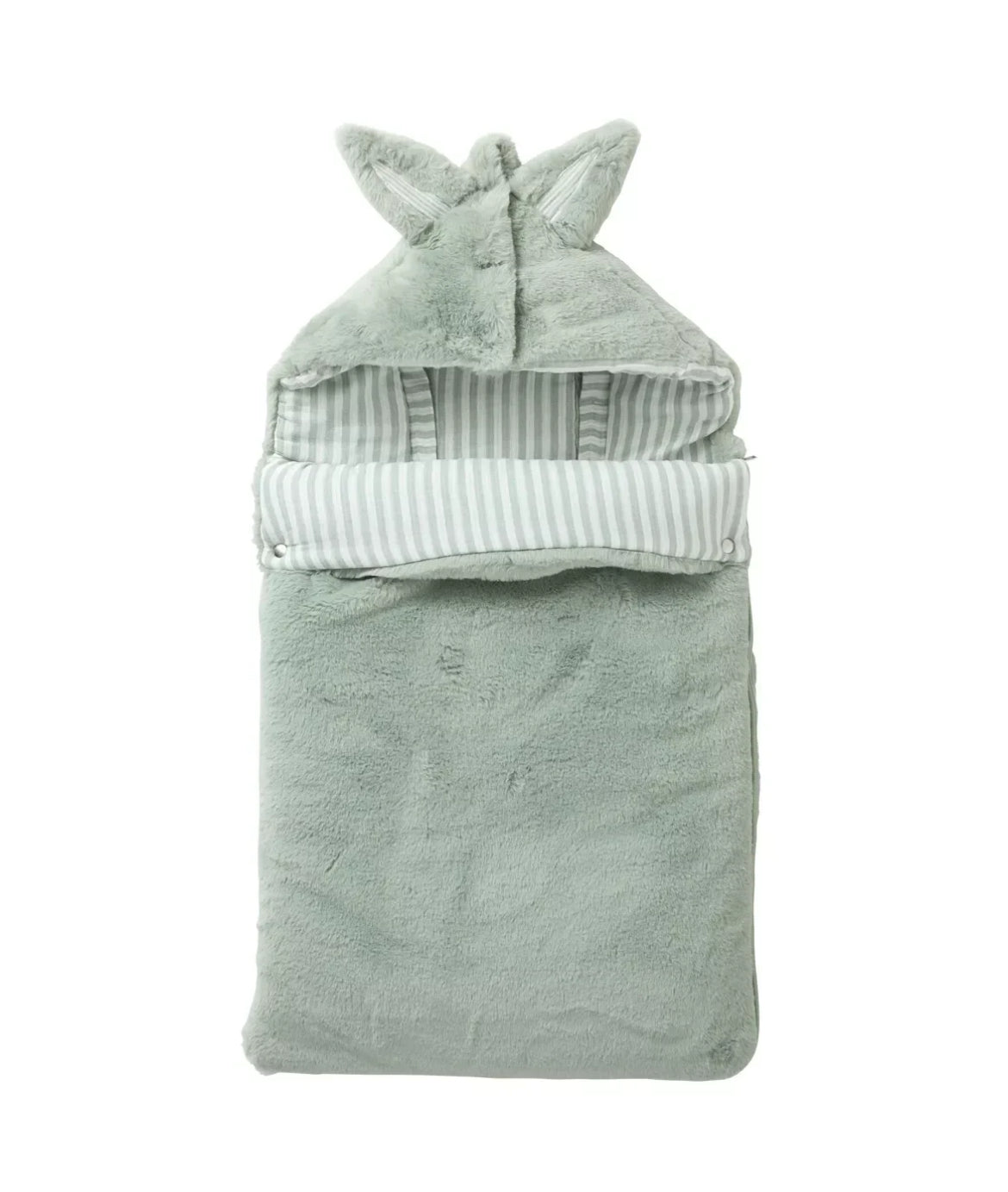 Nid d’ange fausse fourrure angora doublé gaze de coton - VERT DE GRIS BB Cigogne