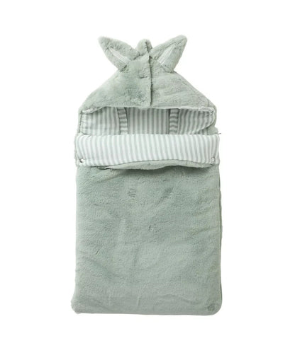 Nid d’ange fausse fourrure angora doublé gaze de coton - VERT DE GRIS BB Cigogne