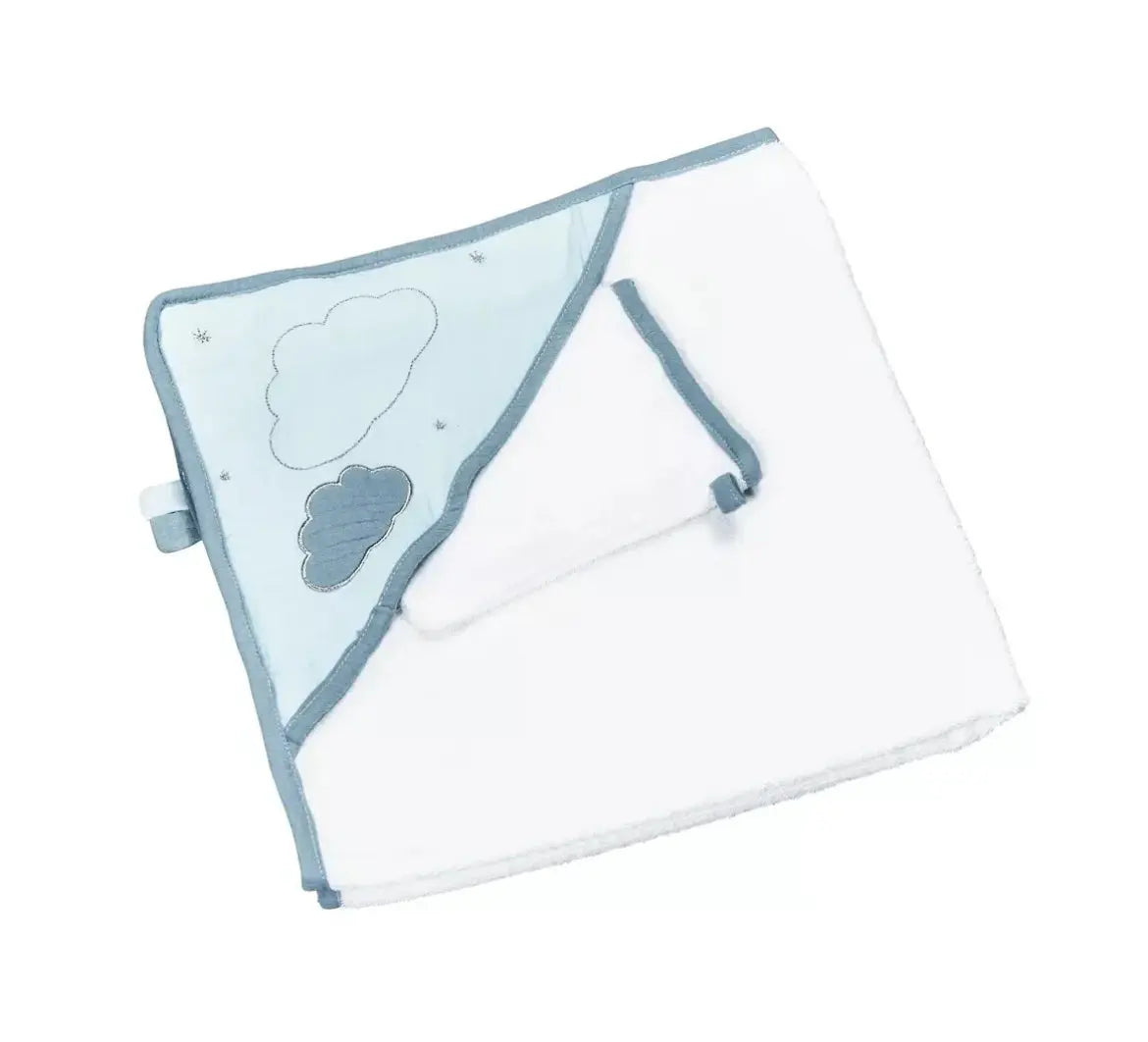 Cape de bain + Gant - NUAGE BLEU Sauthon