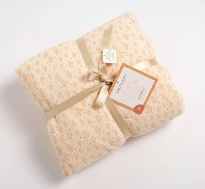 Couvre lit bébé 90x140 cm en double gaze de coton - ORSINO BB Cigogne