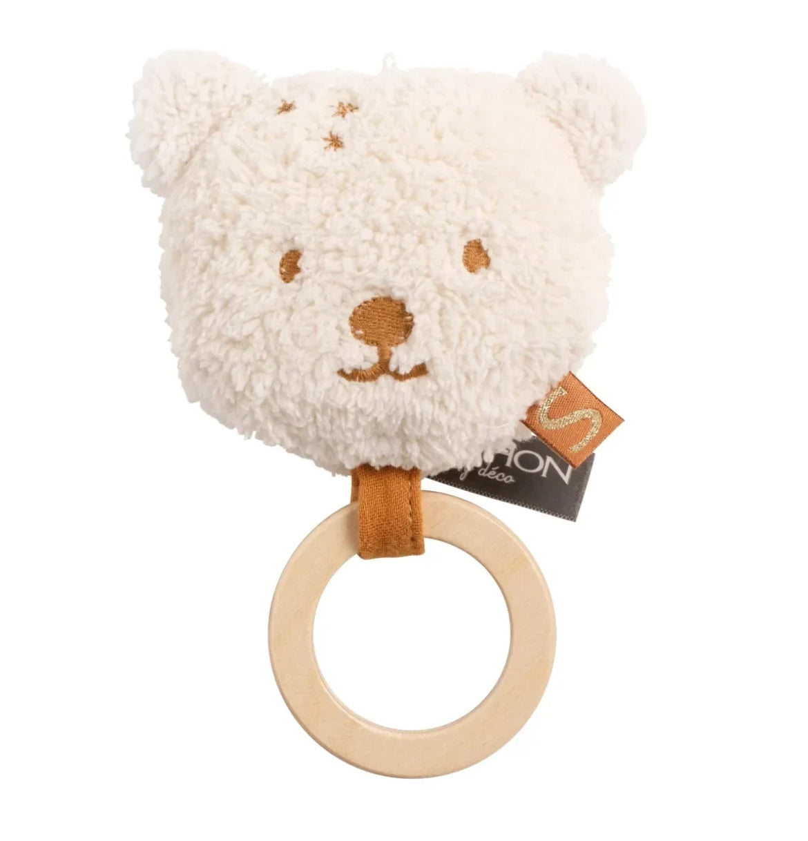 Hochet ours avec anneau en bois - BEIGE ORSINO BB Cigogne