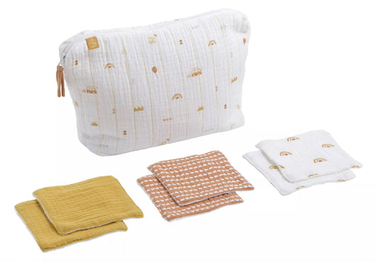 Trousse de toilette + Carrés éponges - SUNLIGHT BB Cigogne