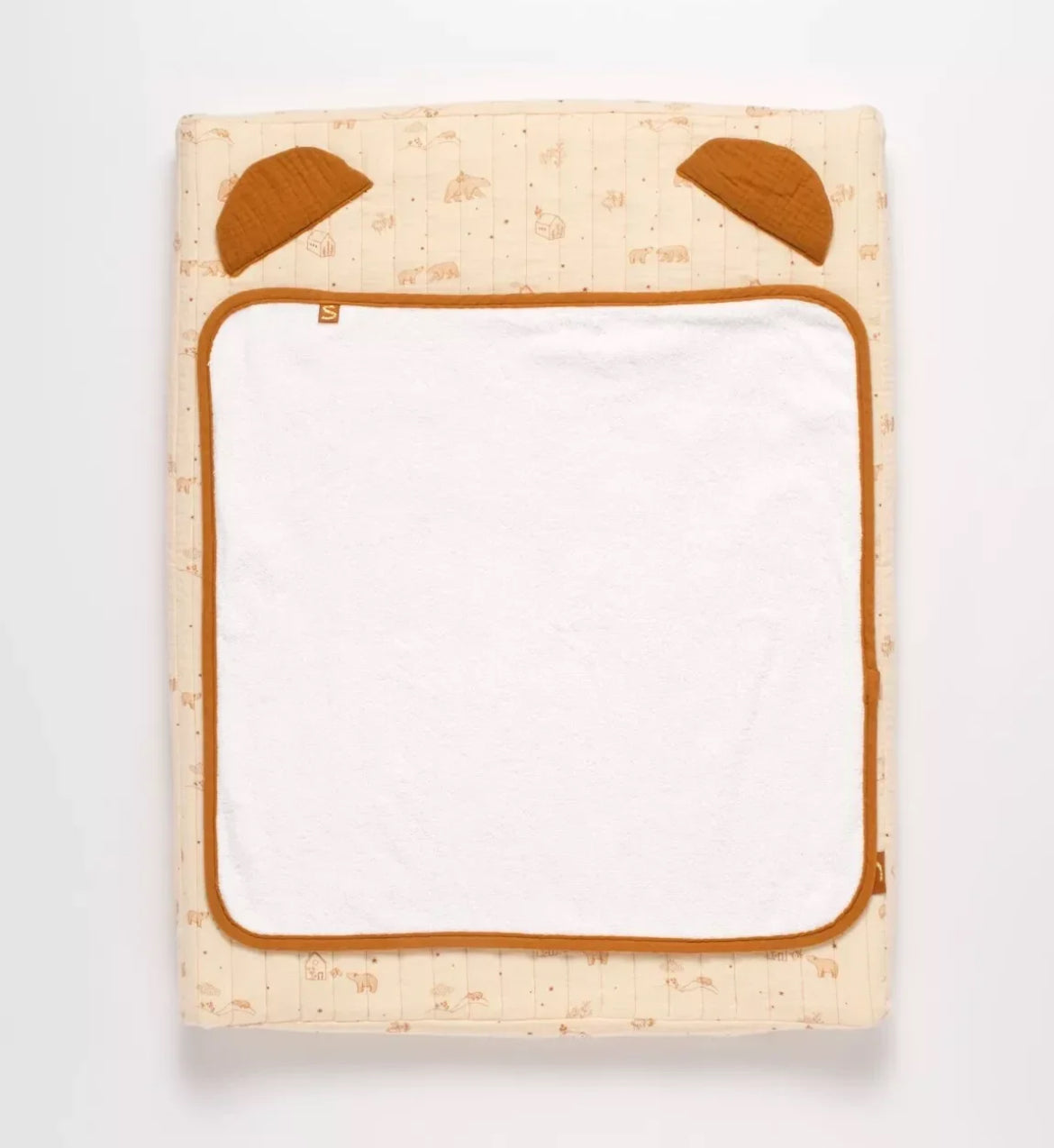 Matelas à langer en double gaze de coton et sa serviette - ORSINO BB Cigogne