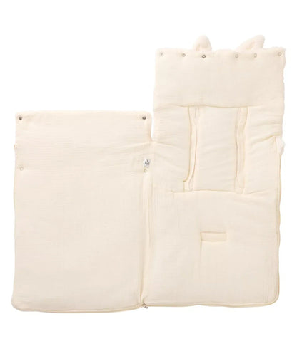 Nid d’ange fausse fourrure angora doublé gaze de coton - IVOIRE BB Cigogne