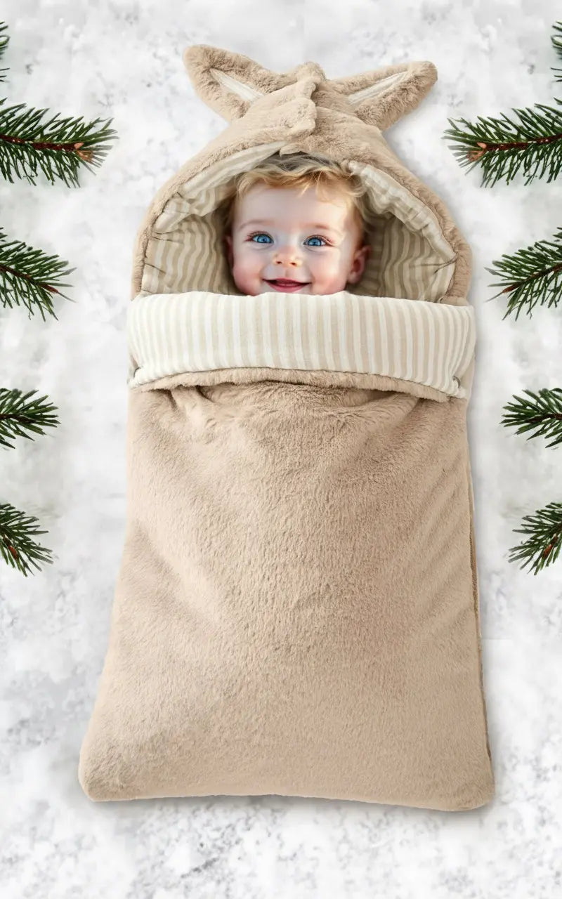 Nid d’ange fausse fourrure angora doublé gaze de coton - BEIGE BB&co