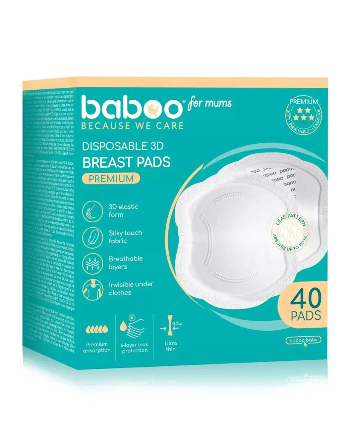 Coussinets d'allaitement jetables de qualité supérieure BABOO® (40 pièces) BB Cigogne