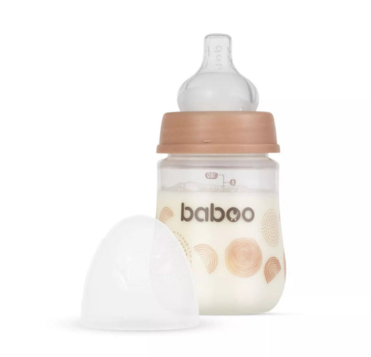 Biberon anti-colique 180 ml (0+ mois) Pêche - BABOO BB Cigogne